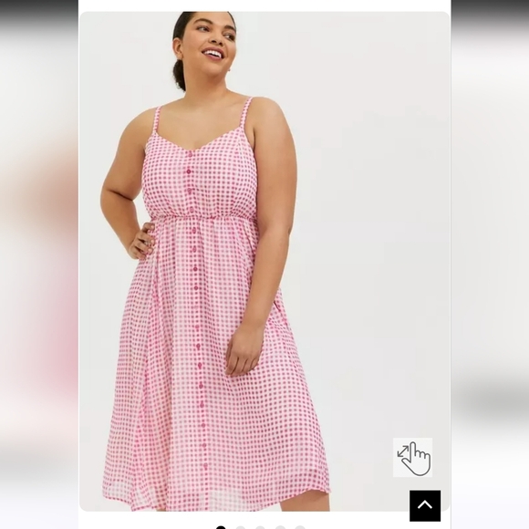 NWT Torrid 2x Hot Pink Gingham Chiffon Button Midi Dress - Picture 1 of 5